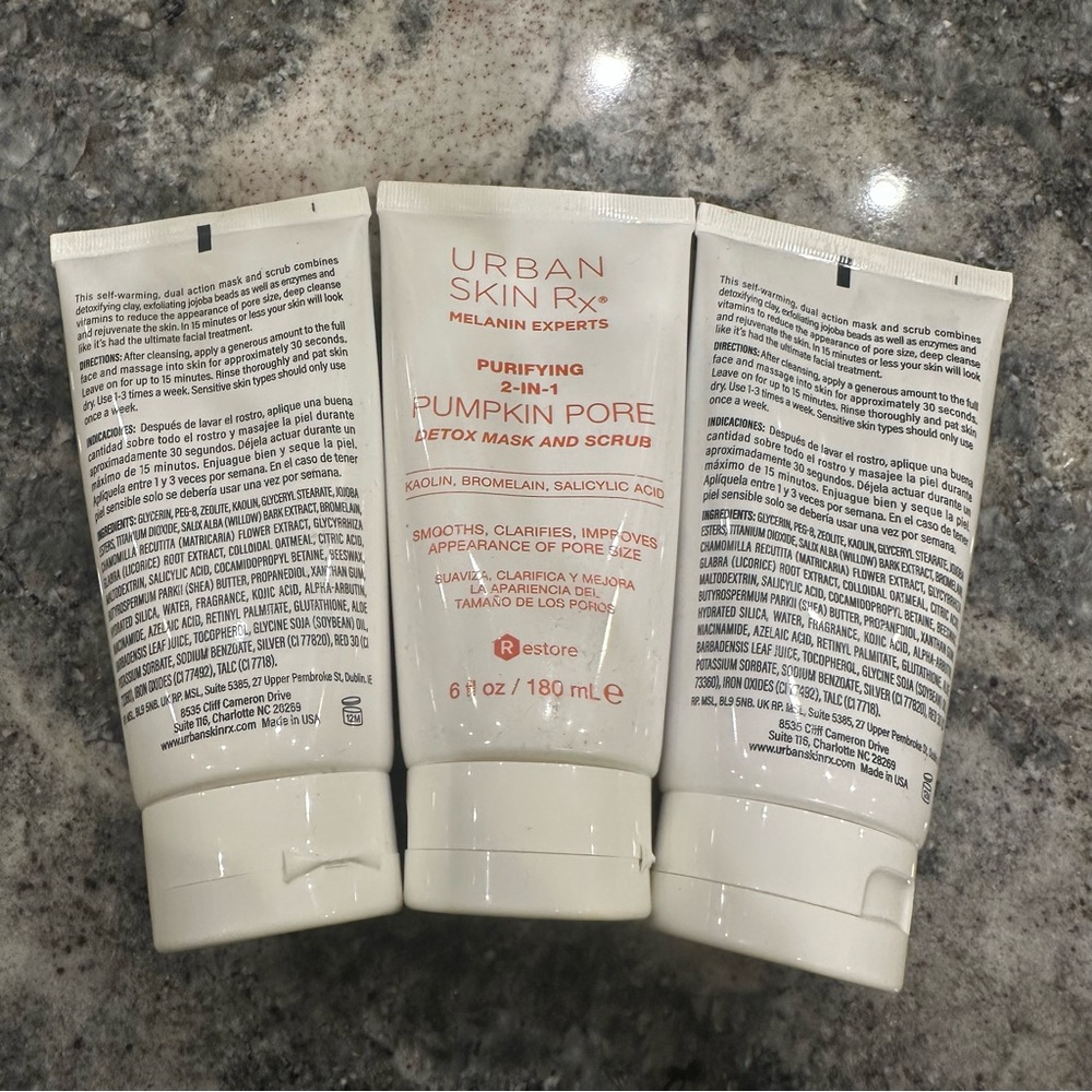 Set of 3 Urban Skin Rx Pumpkin Pore Detox Mask and Scrub Melanin Experts - Picture 2 of 2